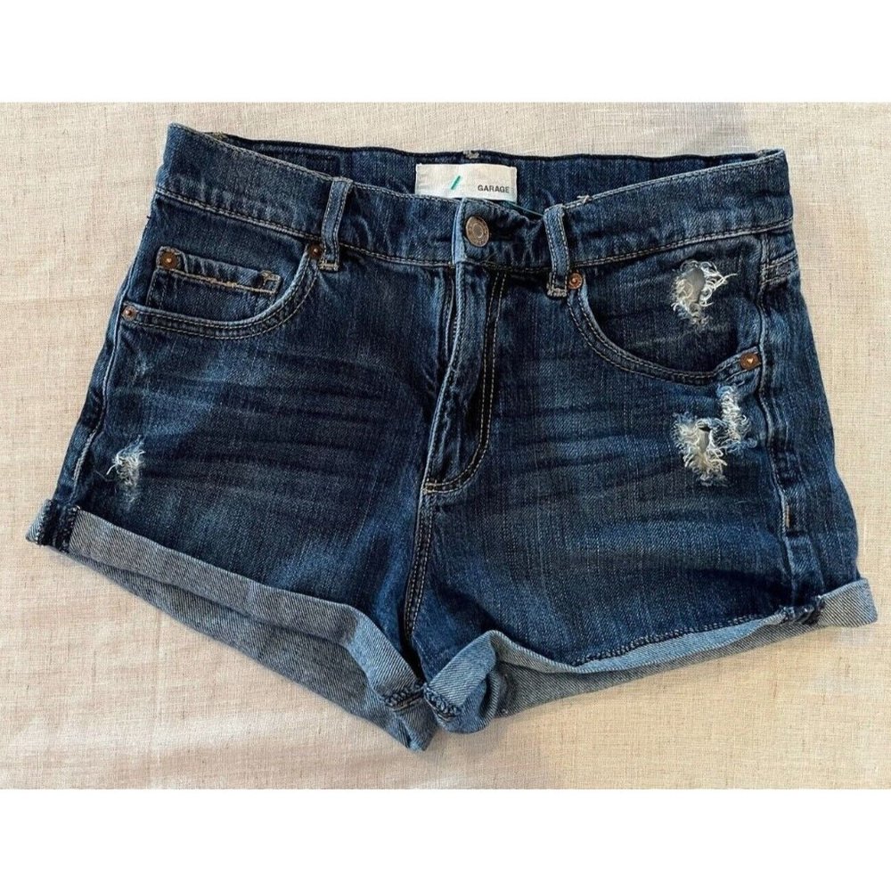 Garage, Rolled Hem, Women's Denim Blue Jean Shorts, Size 4